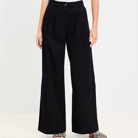 LOFT Petite Poplin Wide Leg Pants 0P - Picture 1 of 6